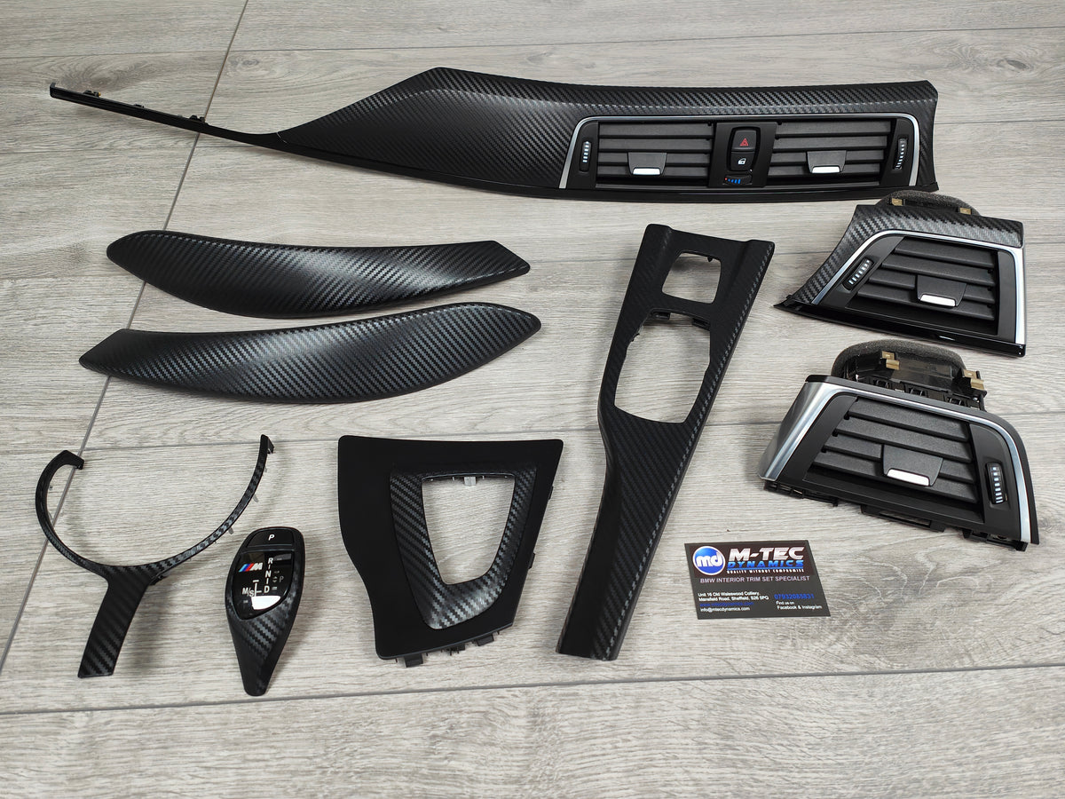 WRAPPING SERVICE - BMW F3X INTERIOR TRIM SET - 3D CARBON / GLOSS BLACK ACCENT (F30 F31 F32 F33 F34 F36)