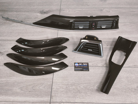 BMW F30 F80 M3 3-SERIES INTERIOR TRIM SET - HIGH GLOSS CARBON / SILVER ACCENT (MTD-HG)