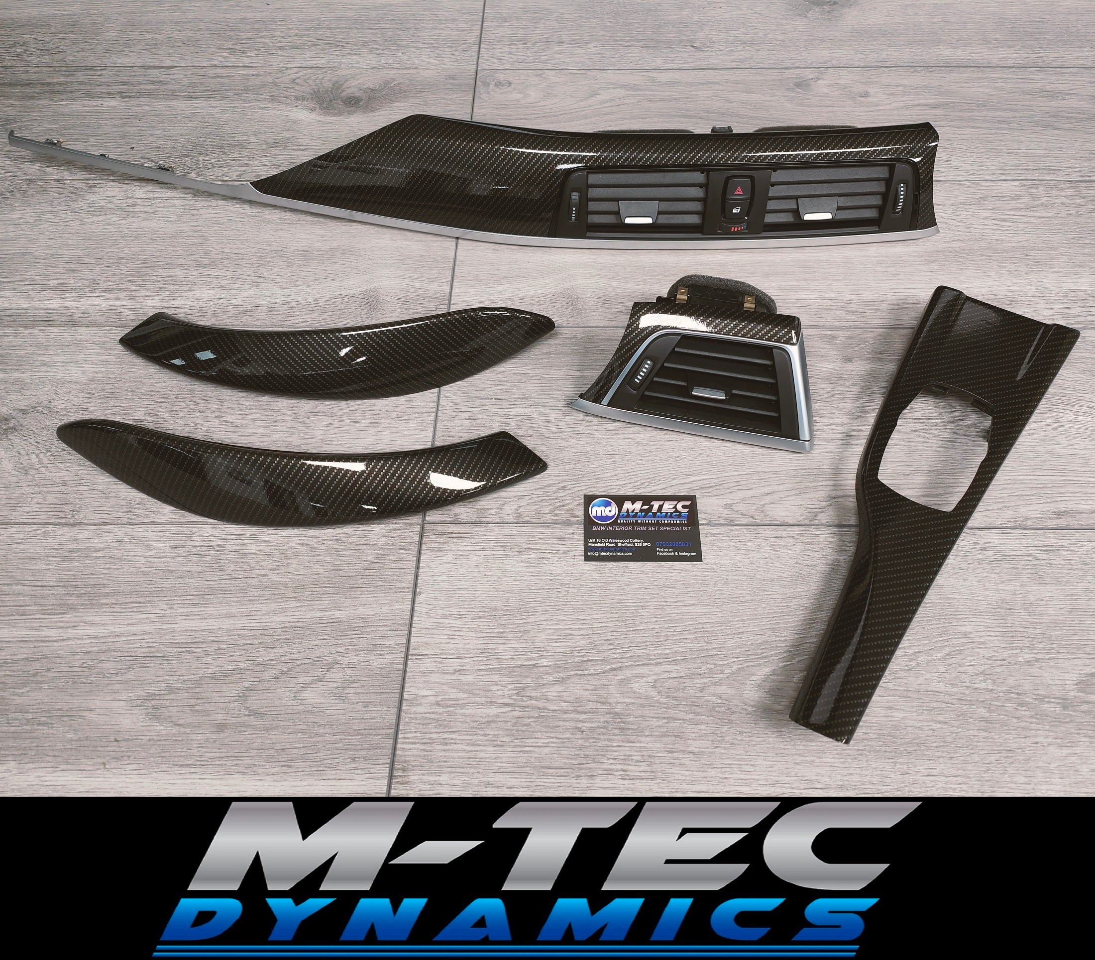 BMW F32 F82 4-SERIES COUPE INTERIOR TRIM SET - HIGH GLOSS CARBON / SILVER ACCENT (MTD-HG)