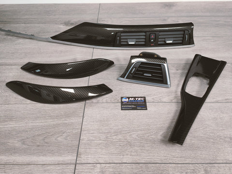 BMW F32 F82 4-SERIES COUPE INTERIOR TRIM SET - HIGH GLOSS CARBON / SILVER ACCENT (MTD-HG)