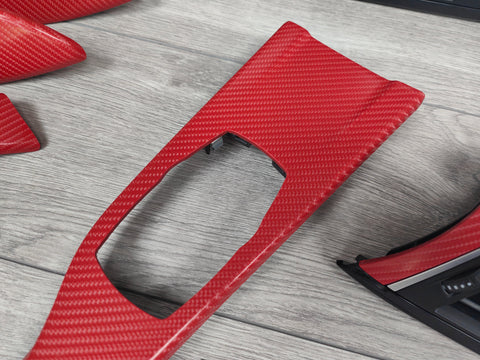 BMW F3X CUSTOM INTERIOR TRIM SET -  RED 4D CARBON / BLACK ACCENT