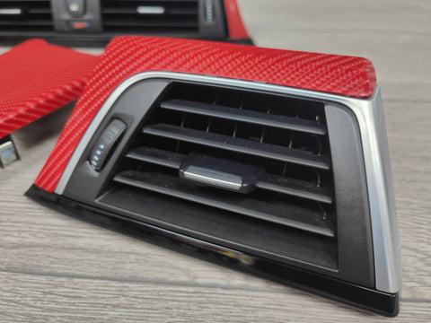 BMW F3X CUSTOM INTERIOR TRIM SET -  RED 4D CARBON / BLACK ACCENT