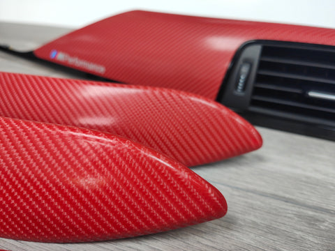 BMW F3X CUSTOM INTERIOR TRIM SET -  RED 4D CARBON / BLACK ACCENT