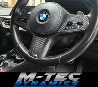 WRAPPING SERVICE - BMW F40 / F44 STEERING WHEEL FASCIA TRIM - TEXTURED BLACK CARBON