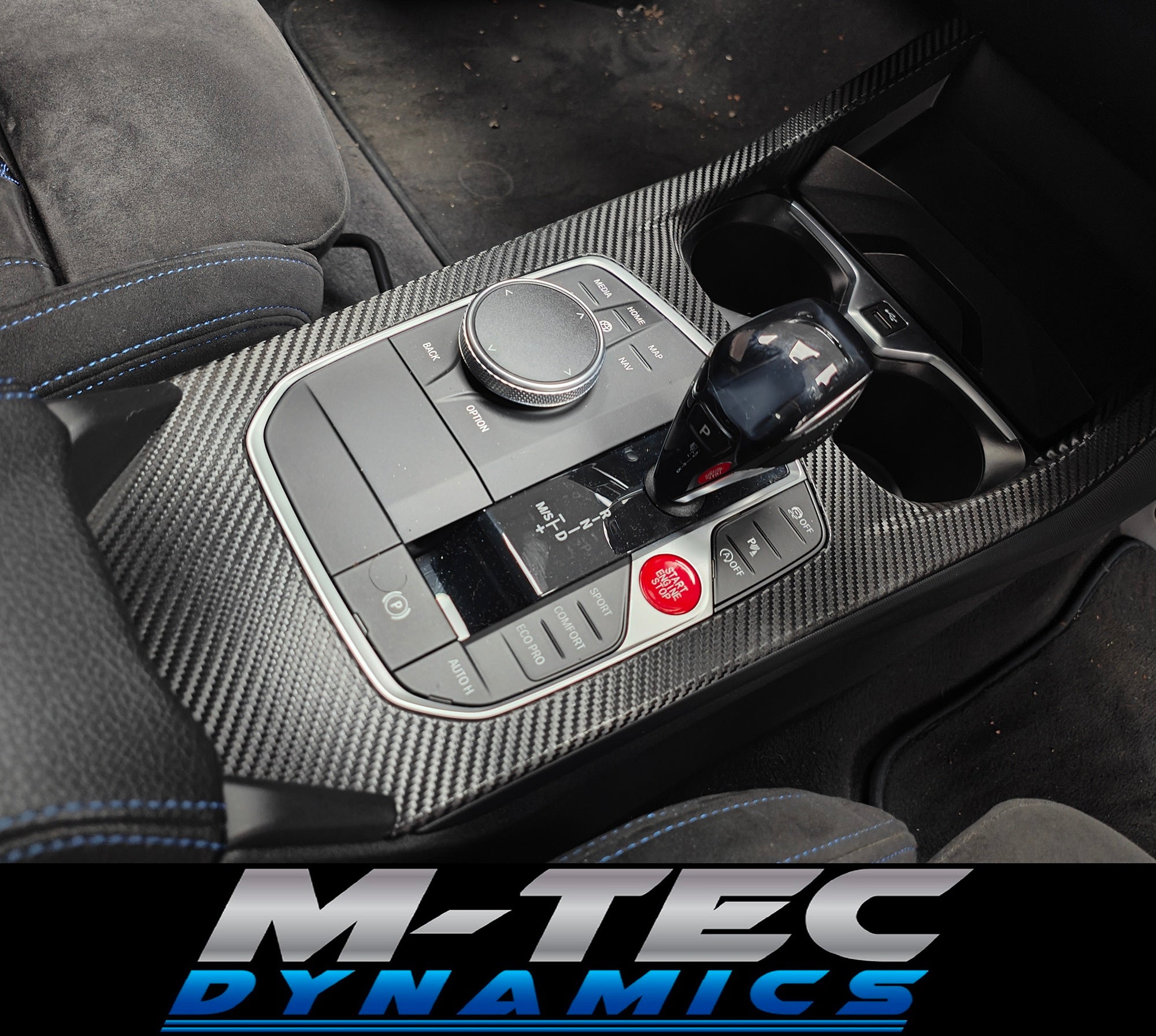 WRAPPING SERVICE - BMW F40 / F44 CENTRE CONSOLE TRIM - DEEP TEXTURED GLOSSY BLACK CARBON (MTD-TEX)