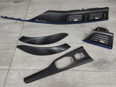 BMW F33 CONVERTIBLE INTERIOR TRIM SET - 3D CARBON / BLUE ACCENT