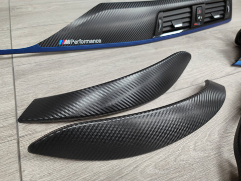 BMW F33 CONVERTIBLE INTERIOR TRIM SET - 3D CARBON / BLUE ACCENT