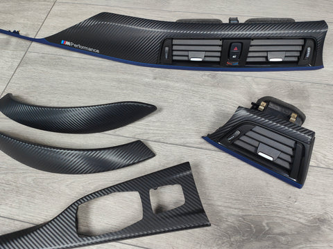 BMW F33 CONVERTIBLE INTERIOR TRIM SET - 3D CARBON / BLUE ACCENT