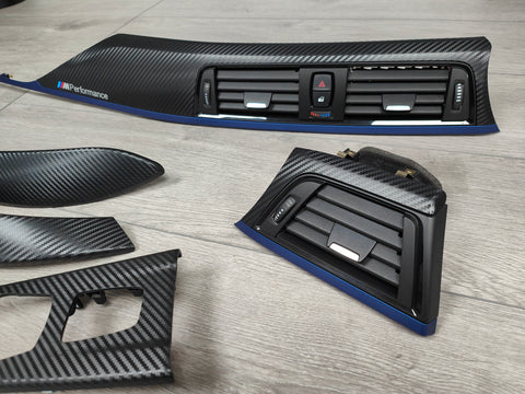 BMW F33 CONVERTIBLE INTERIOR TRIM SET - 3D CARBON / BLUE ACCENT