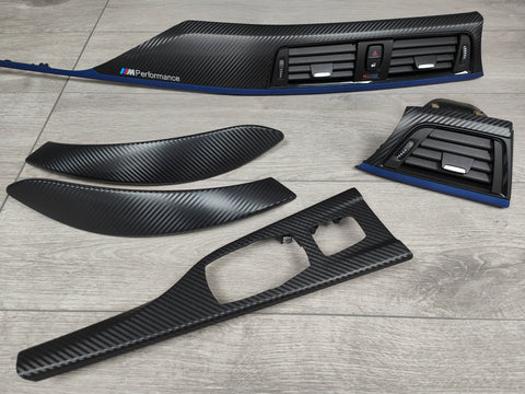 BMW F33 CONVERTIBLE INTERIOR TRIM SET - 3D CARBON / BLUE ACCENT