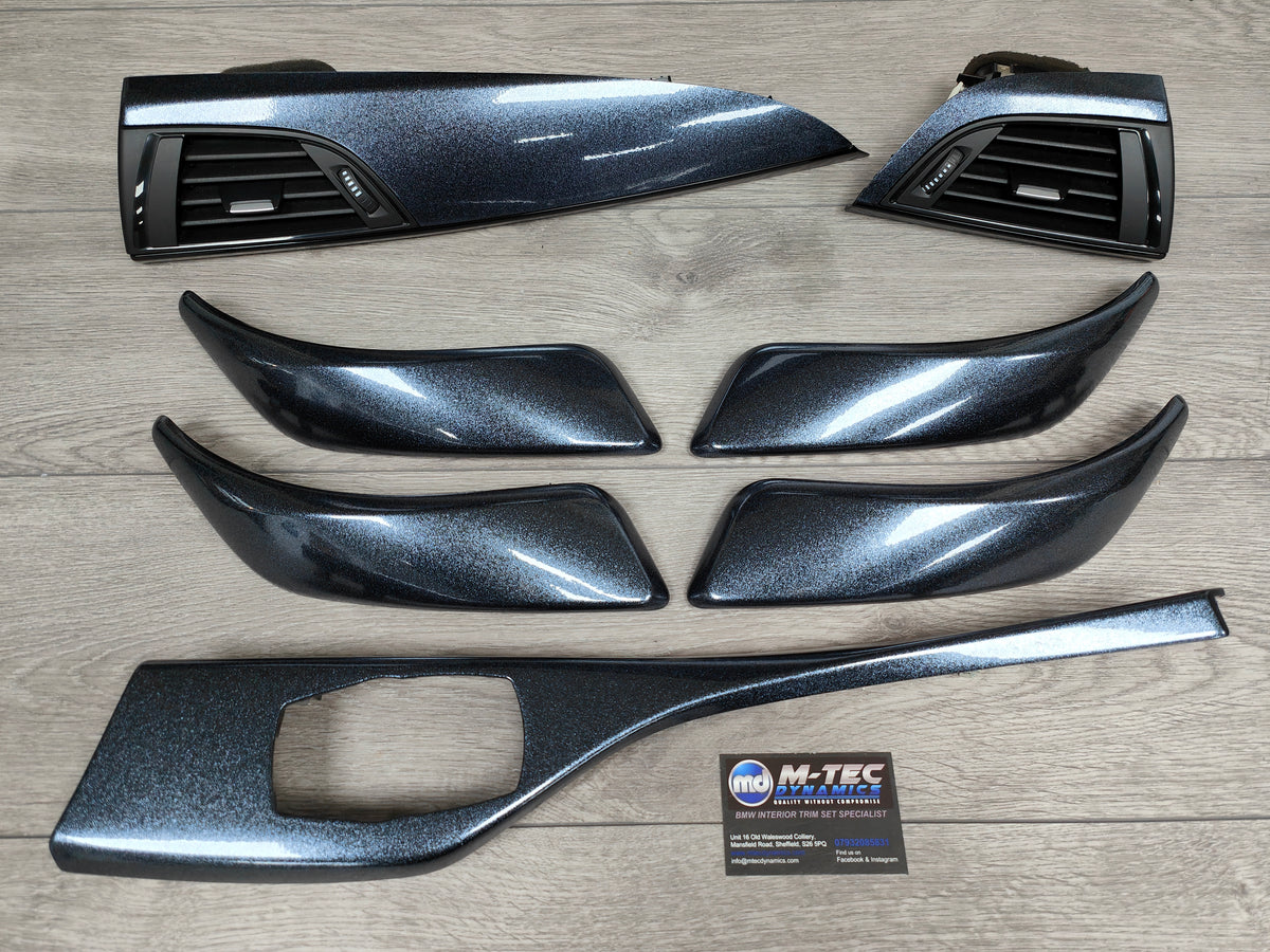 BMW F20 F21 F22 INTERIOR TRIM SET - METALLIC SPARKLE GREY / GLOSS BLACK ACCENT