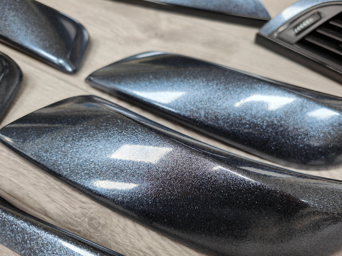 BMW F20 F21 F22 INTERIOR TRIM SET - METALLIC SPARKLE GREY / GLOSS BLACK ACCENT