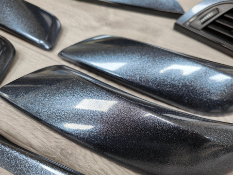 BMW F20 F21 F22 INTERIOR TRIM SET - METALLIC SPARKLE GREY / GLOSS BLACK ACCENT (#4)