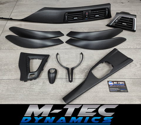 BMW F80 M3 DCT COUPE COMPLETE INTERIOR TRIM SET - 3D CARBON GEAR SHIFTER, GEAR SURROUND & STEERING WHEEL TRIM