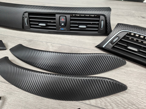 BMW F80 M3 DCT COUPE COMPLETE INTERIOR TRIM SET - 3D CARBON GEAR SHIFTER, GEAR SURROUND & STEERING WHEEL TRIM