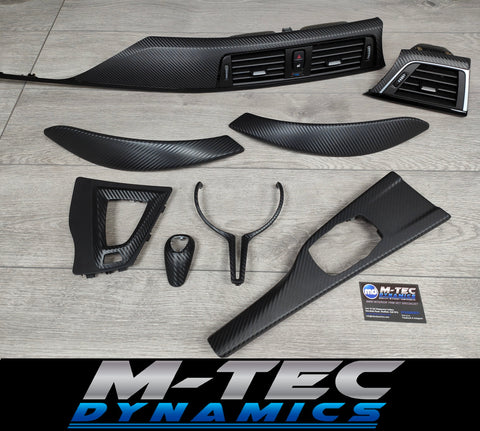 BMW F82 M4 DCT COUPE COMPLETE INTERIOR TRIM SET - 3D CARBON GEAR SHIFTER, GEAR SURROUND & STEERING WHEEL TRIM