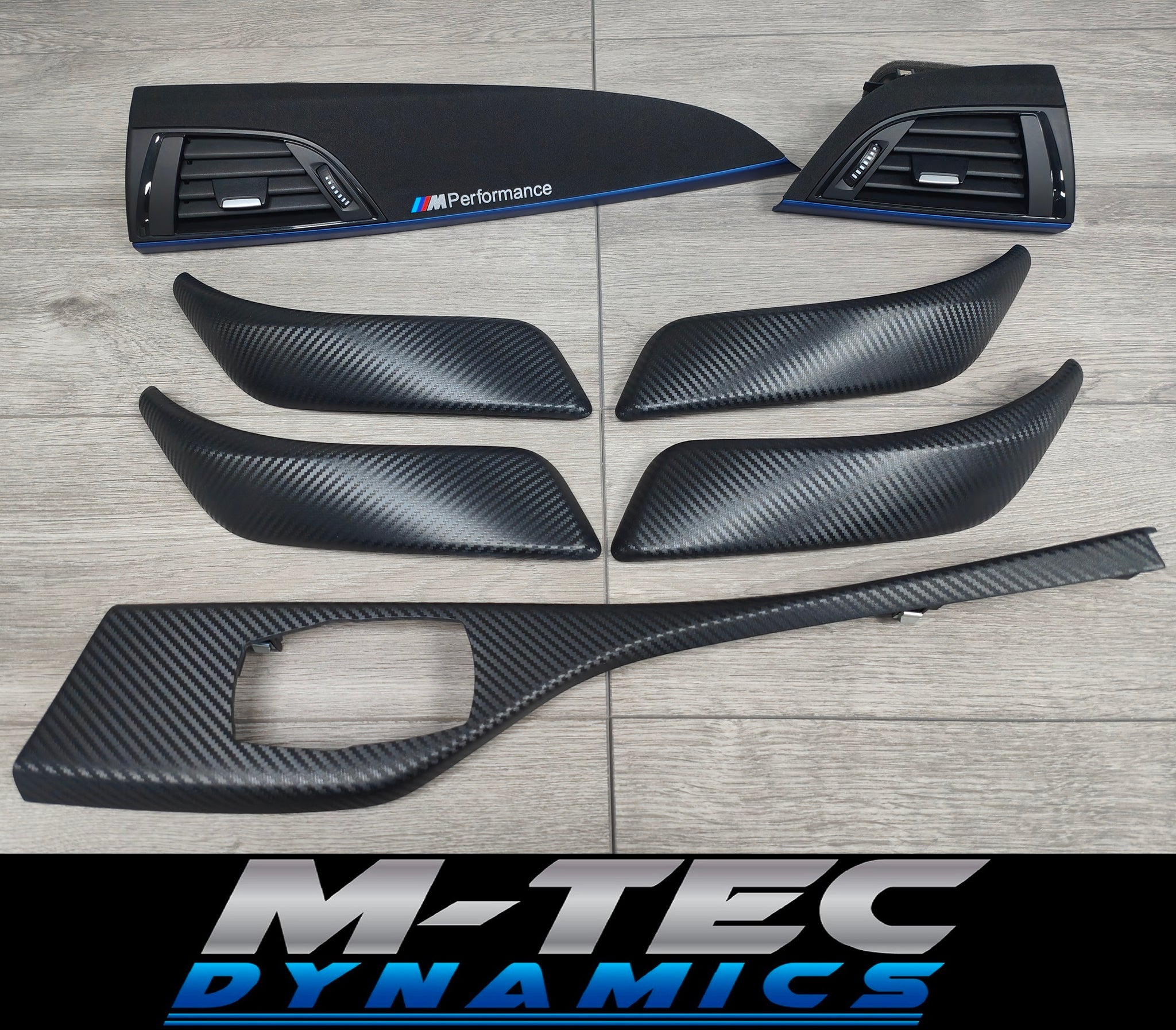 BMW F20 INTERIOR TRIM SET - 3D CARBON / ALCANTARA / BLUE ACCENT