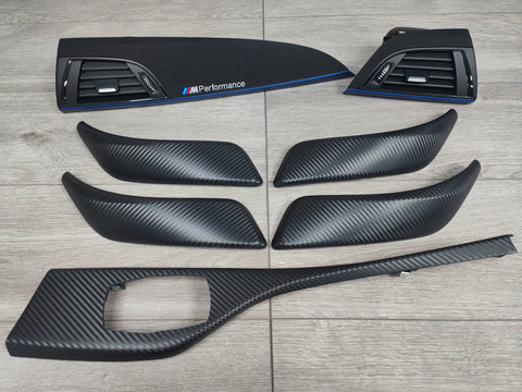 BMW F20 INTERIOR TRIM SET - 3D CARBON / ALCANTARA / BLUE ACCENT