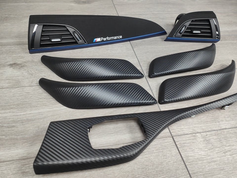 BMW F20 INTERIOR TRIM SET - 3D CARBON / ALCANTARA / BLUE ACCENT