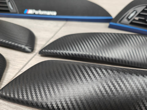 BMW F20 INTERIOR TRIM SET - 3D CARBON / ALCANTARA / BLUE ACCENT