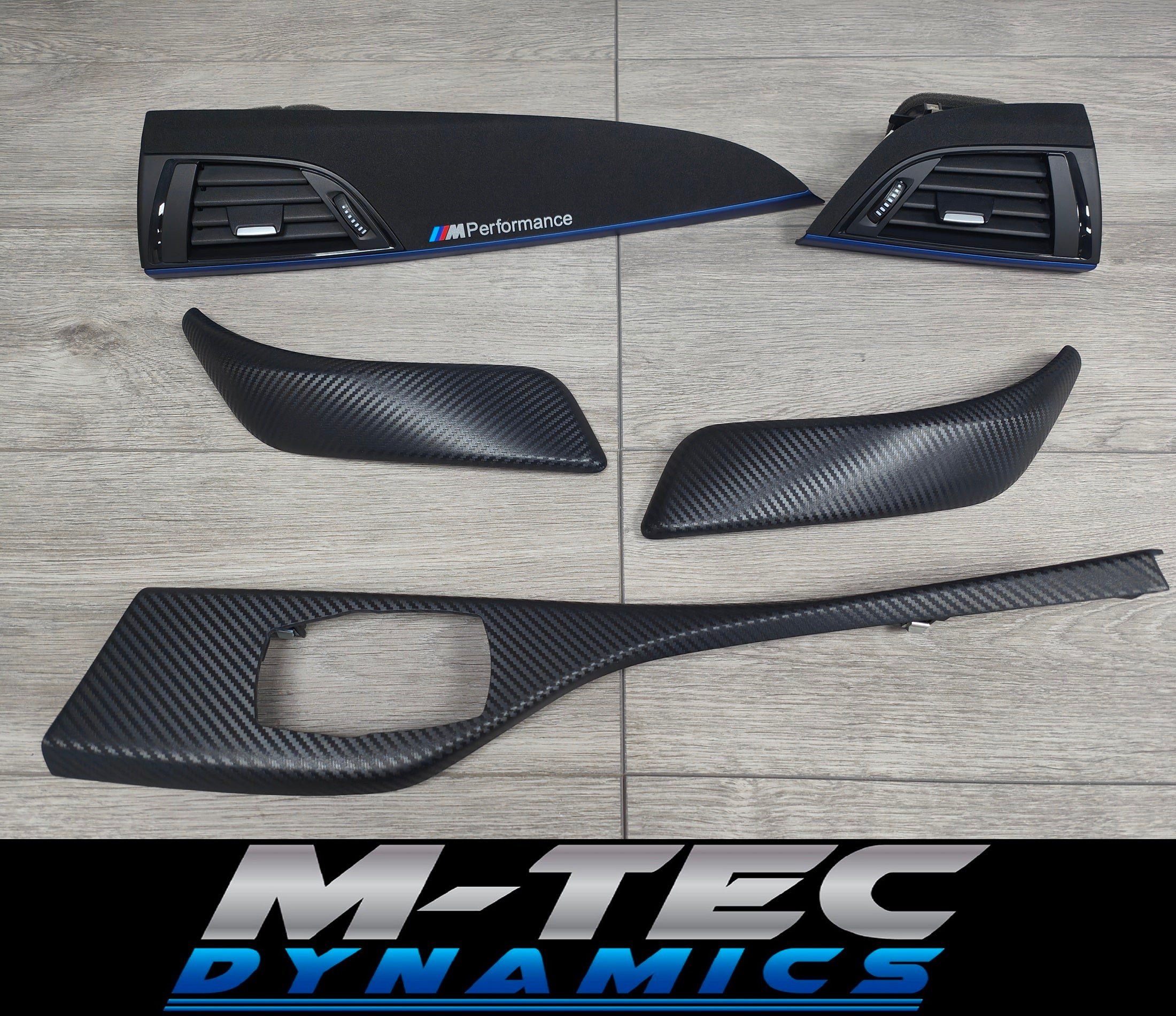 BMW F21 F22 INTERIOR TRIM SET - 3D CARBON / ALCANTARA / BLUE ACCENT