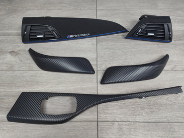 BMW F21 F22 INTERIOR TRIM SET - 3D CARBON / ALCANTARA / BLUE ACCENT