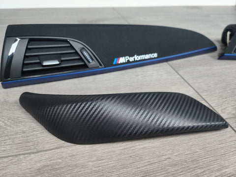 BMW F21 F22 INTERIOR TRIM SET - 3D CARBON / ALCANTARA / BLUE ACCENT