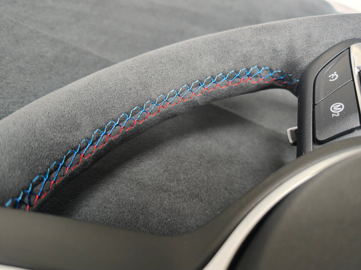 BMW F-SERIES FULL ALCANTARA TRI-STITCH STEERING WHEEL (COMPLETE) - BMW 5 6 SERIES F10 F11 M5 F06 F12 F13 M6