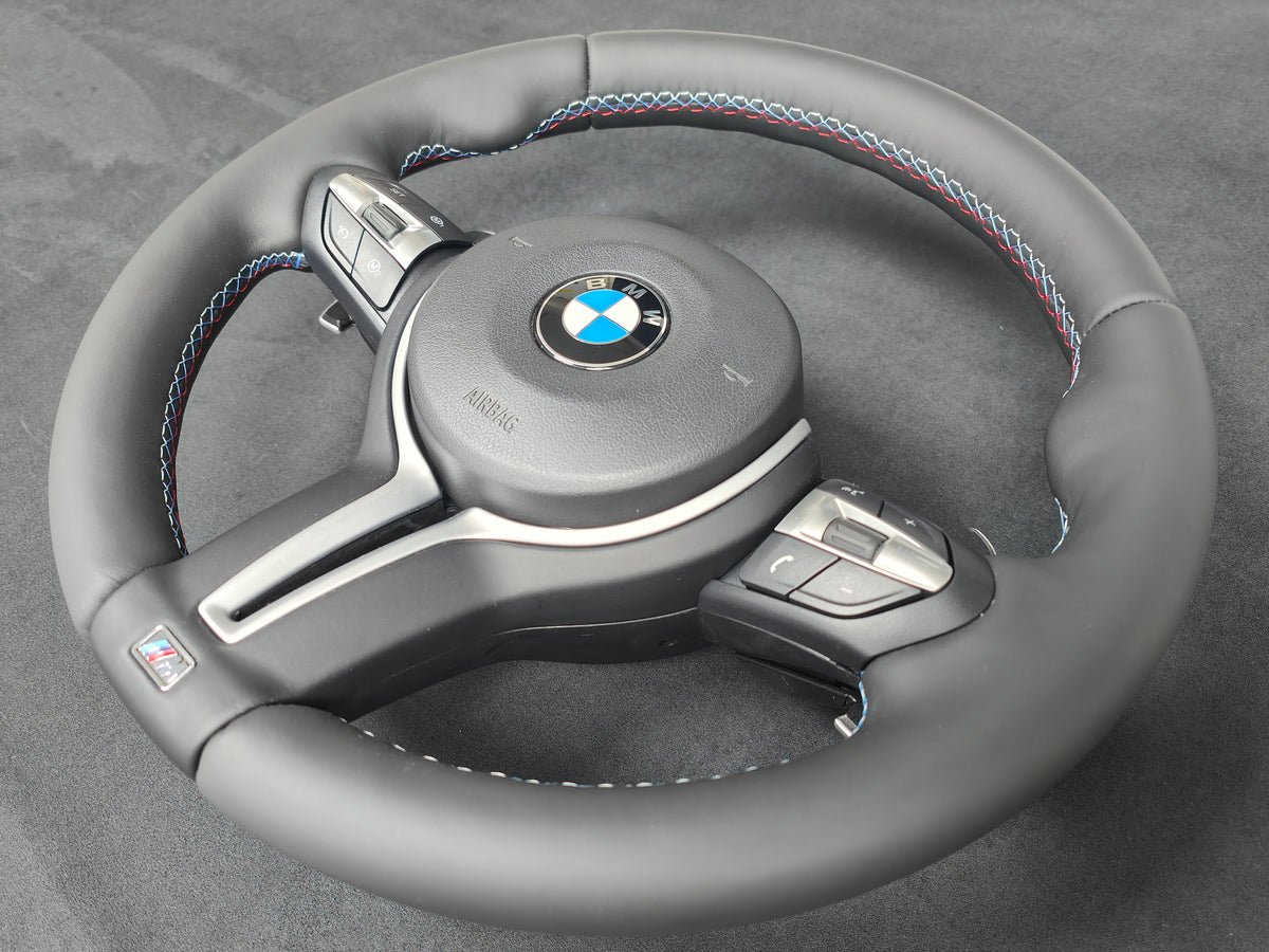 *SALE* BMW F-SERIES NAPPA LEATHER TRI-STITCH STEERING WHEEL (COMPLETE) - BMW 5 6 SERIES F10 F11 M5 F06 F12 F13 M6