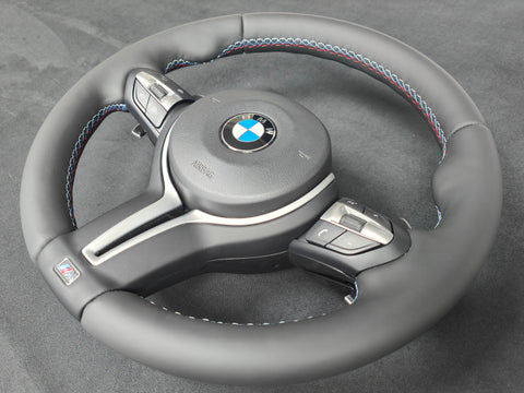 BMW F-SERIES NAPPA LEATHER TRI-STITCH STEERING WHEEL - BMW 5 6 SERIES F10 F11 M5 F06 F12 F13 M6