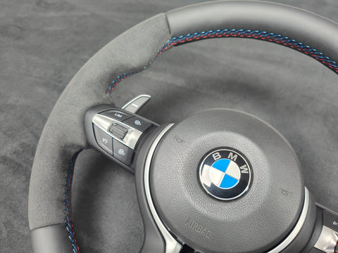 BMW F-SERIES NAPPA LEATHER TRI-STITCH / ALCANTARA STEERING WHEEL - BMW 5 6 SERIES F10 F11 M5 F06 F12 F13 M6