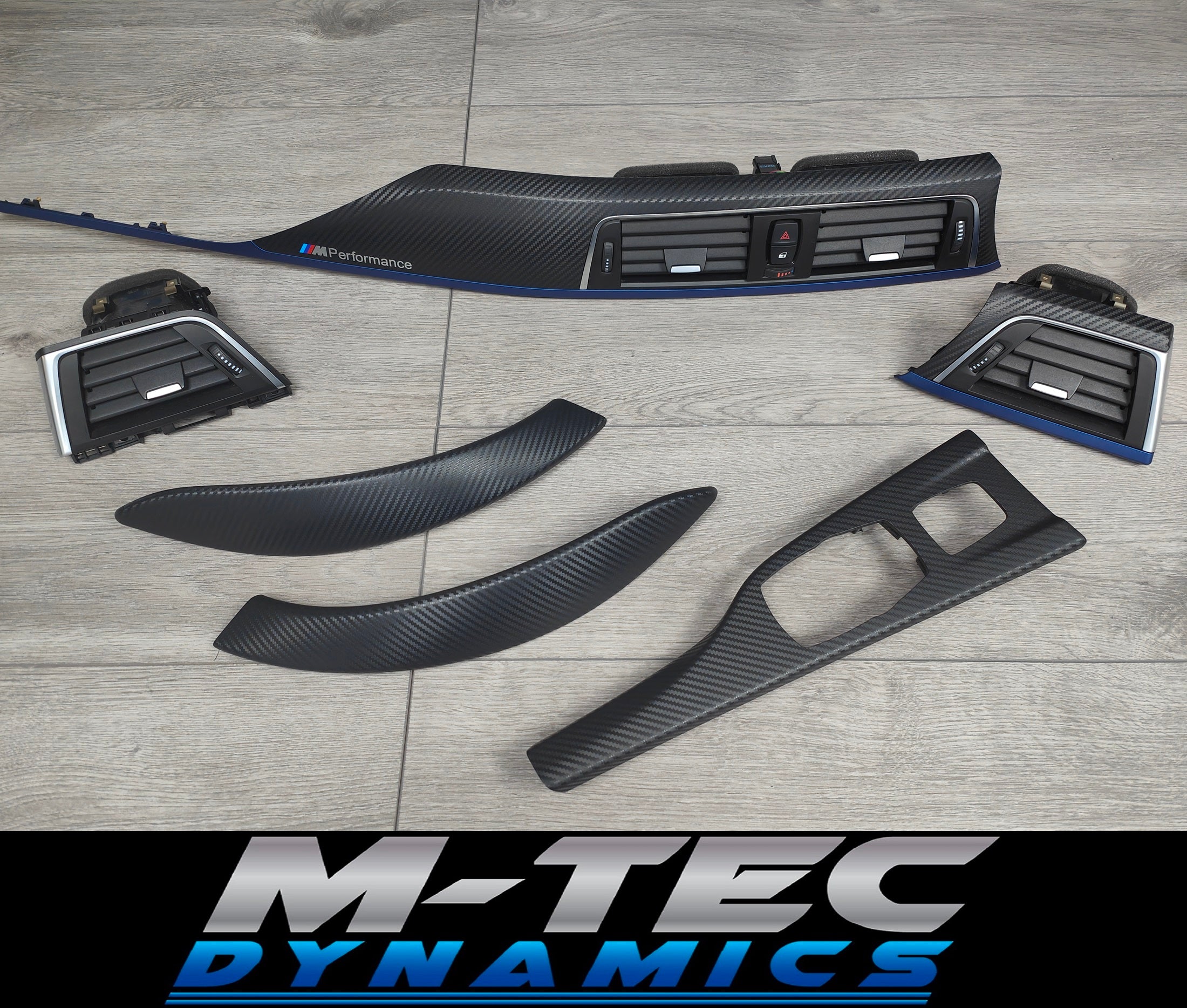 BMW F33 CONVERTIBLE LCI INTERIOR TRIM SET - 3D CARBON / BLUE ACCENT