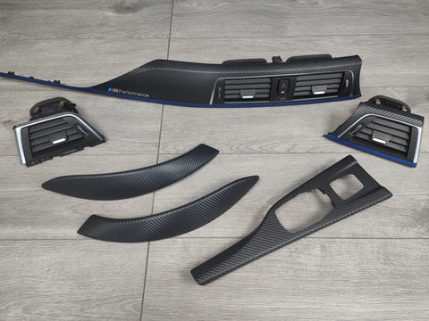 BMW F33 CONVERTIBLE LCI INTERIOR TRIM SET - 3D CARBON / BLUE ACCENT