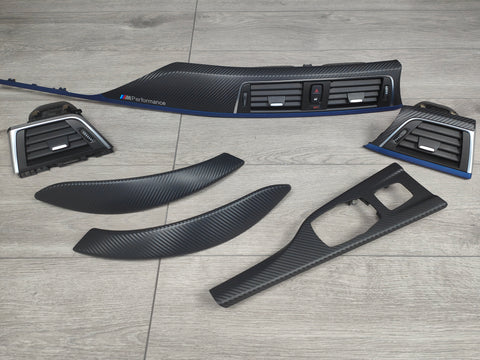 BMW F33 CONVERTIBLE LCI INTERIOR TRIM SET - 3D CARBON / BLUE ACCENT