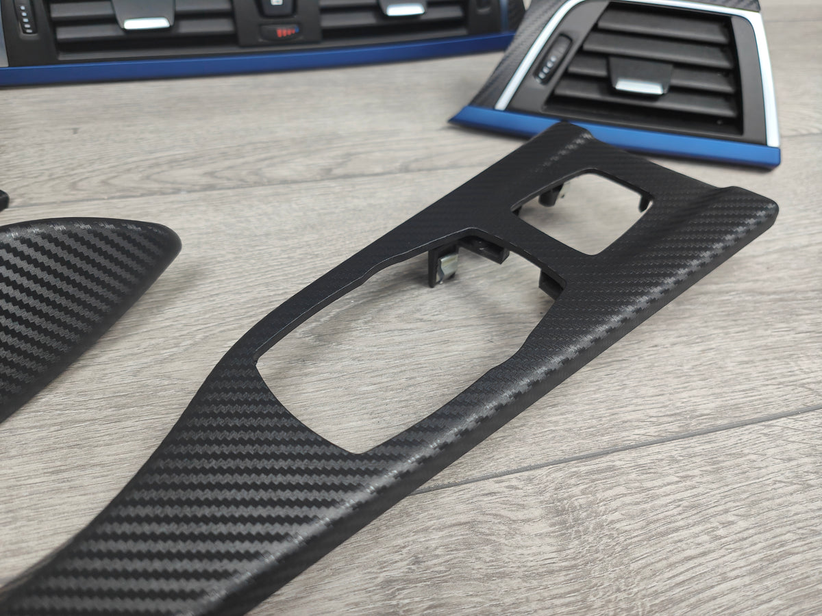 BMW F33 CONVERTIBLE LCI INTERIOR TRIM SET - 3D CARBON / BLUE ACCENT