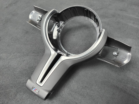BMW F-SERIES ///M LEATHER / SILVER STEERING WHEEL TRIM (F&R) - M2 M3 M4 M5 M6