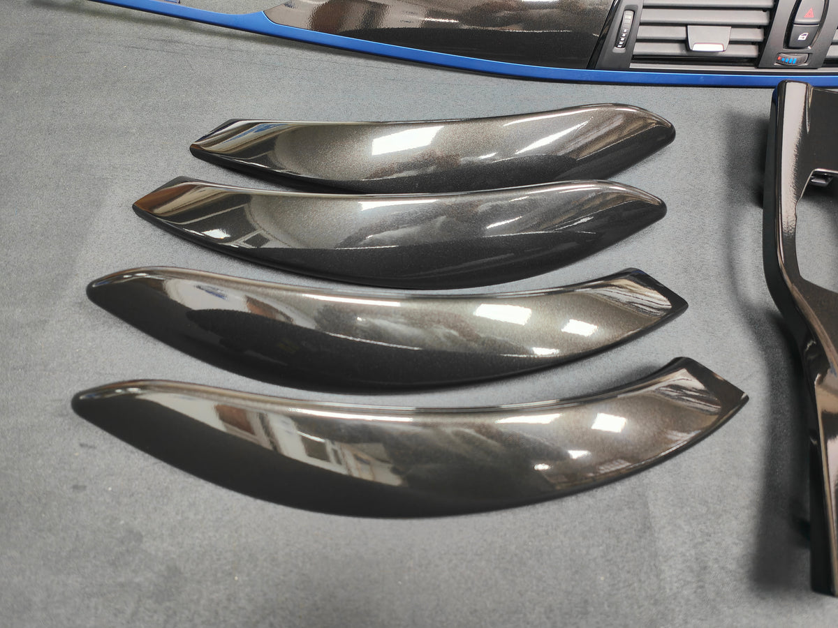 BMW F30 F31 F36 LCI INTERIOR TRIM SET - METALLIC BLACK / BLUE ACCENT