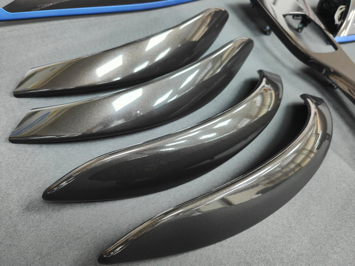 BMW F30 F31 F36 LCI INTERIOR TRIM SET - METALLIC BLACK / BLUE ACCENT