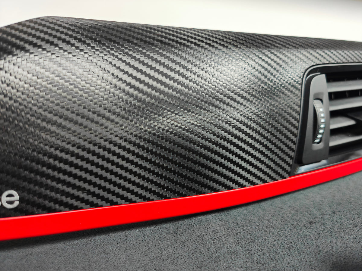 BMW F30 F31 F36 F80 LCI INTERIOR TRIM SET - TEXTURED CARBON / RED ACCENT TRIM