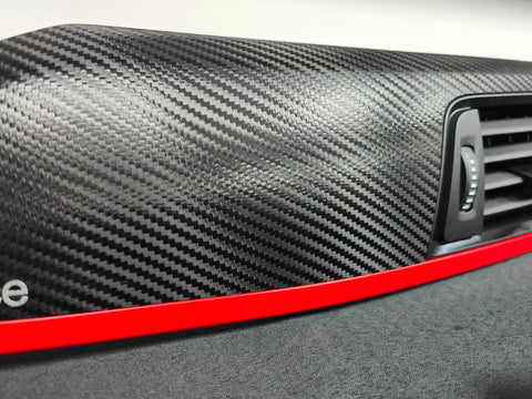 BMW F30 F31 F36 INTERIOR TRIM SET - TEXTURED GLOSSY CARBON / RED ACCENT (CUSTOM)