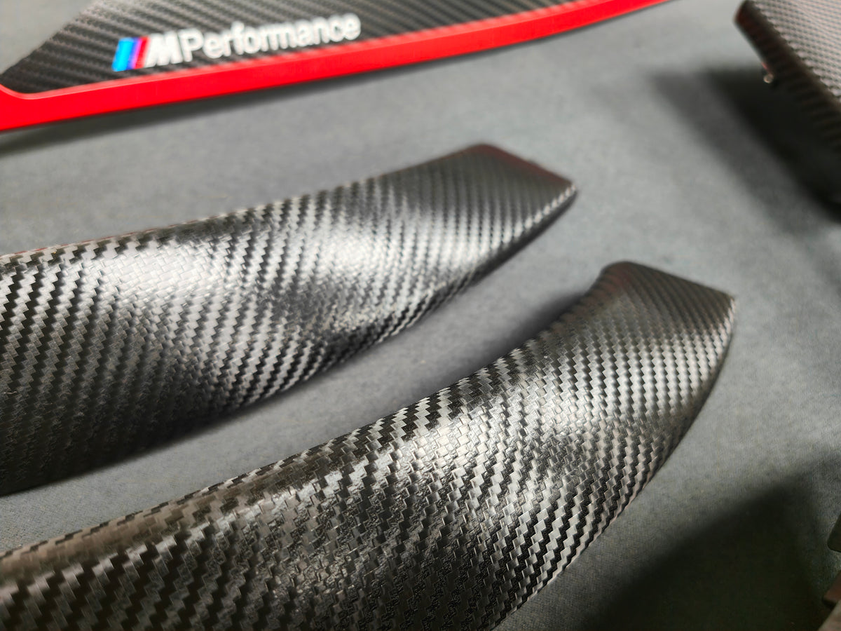 BMW F32 COUPE INTERIOR TRIM SET - TEXTURED CARBON / RED ACCENT