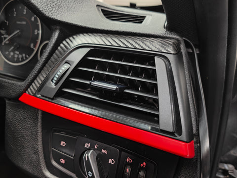 BMW F30 F31 F36 INTERIOR TRIM SET - TEXTURED GLOSSY CARBON / RED ACCENT (CUSTOM)
