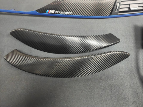 BMW F32 F82 4-SERIES COUPE LCI INTERIOR TRIM SET - DEEP TEXTURED GLOSSY CARBON / BLUE ACCENT (MTD-TEX)