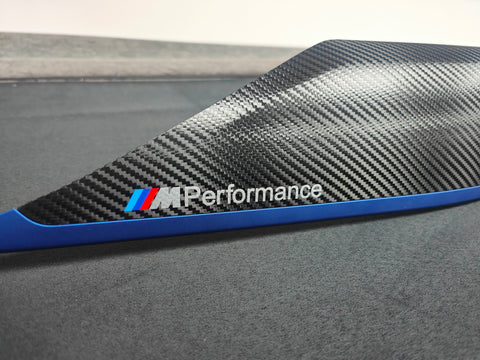 BMW F30 F80 M3 3-SERIES LCI INTERIOR TRIM SET - DEEP TEXTURED GLOSSY CARBON / BLUE ACCENT (MTD-TEX)