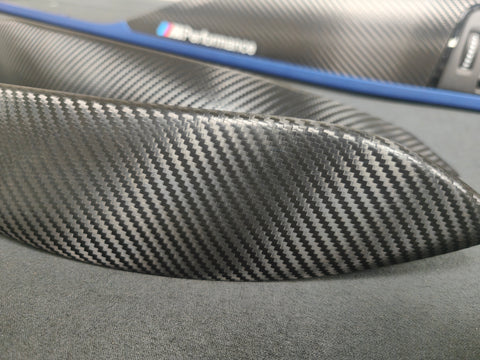 BMW F30 F80 M3 3-SERIES LCI INTERIOR TRIM SET - DEEP TEXTURED GLOSSY CARBON / BLUE ACCENT (MTD-TEX)