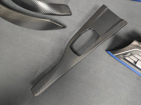 BMW F30 F80 M3 3-SERIES LCI INTERIOR TRIM SET - DEEP TEXTURED GLOSSY CARBON / BLUE ACCENT (MTD-TEX)