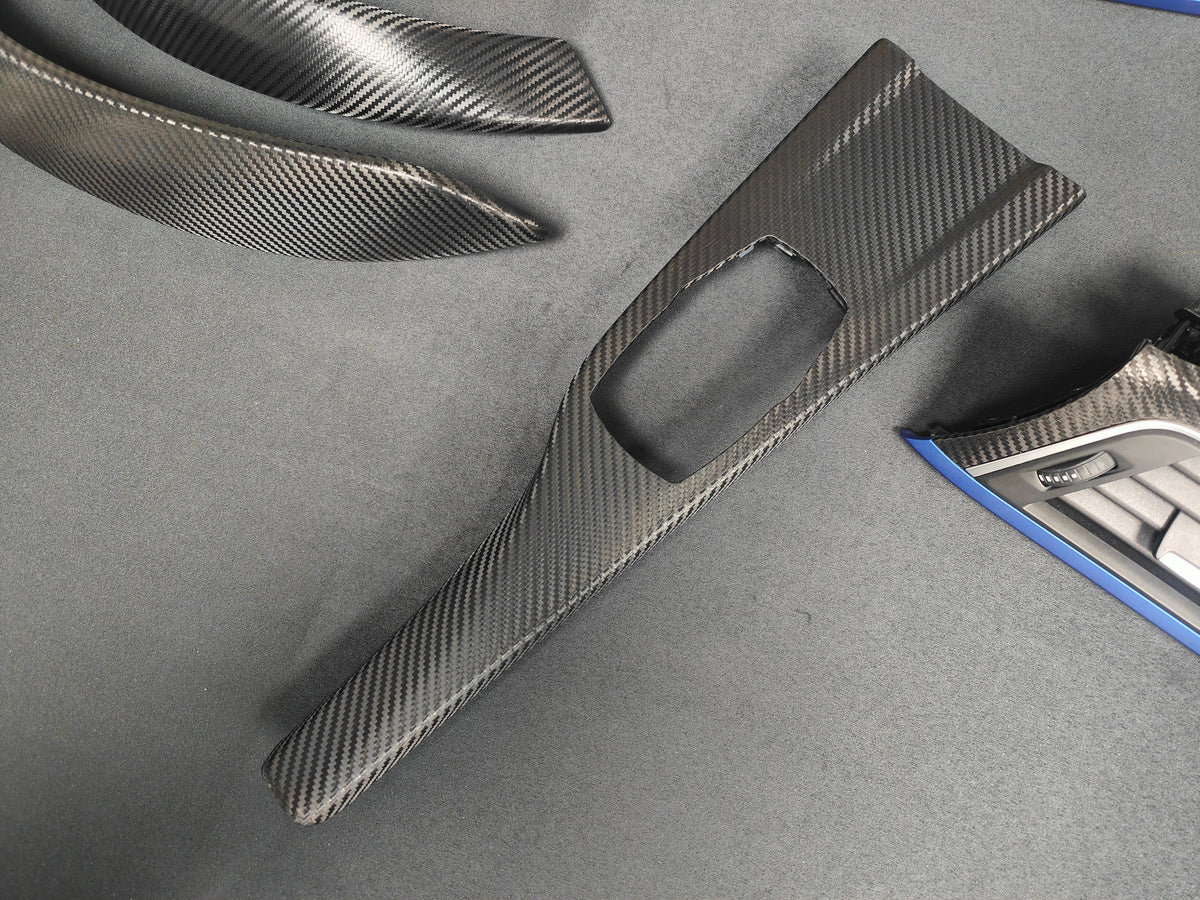 BMW F32 COUPE LCI INTERIOR TRIM SET - TEXTURED CARBON / BLUE ACCENT