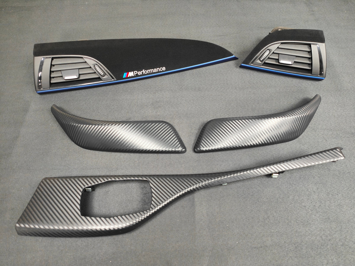 BMW F21 F22 INTERIOR TRIM SET - 3D CARBON / ALCANTARA / BLUE ACCENT