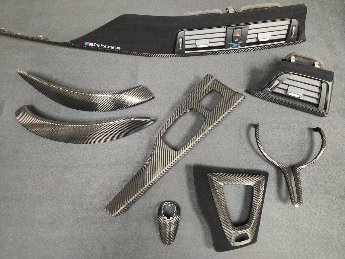 WRAPPING SERVICE - BMW F8X M3 M4 INTERIOR TRIM SET PERFORMANCE STYLE - TEXTURED CARBON / ALCANTARA