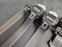 BMW E46 COUPE CUSTOM COMPETITION STYLE TRI-COLOUR COMPLETE FRONT & REAR FULL SEAT BELT SET